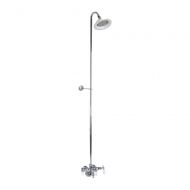 Barclay Leg Tub Diverter Faucet for Cast Iron Tub with Old Style Spigot, Riser and Sunflower Shower Head