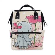 Bardic Lovely Elephant Butterfly Flower Diaper Bag Backpack Multi-Function Organizer Large Capacity Waterproof Durable Nappy Bags for Mom Dad Women Men