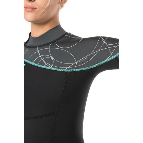  BARE 5MM Women's Elate Full Wetsuit | Comfortable high Stretch Neoprene Material | Long Sleeve | Great for All Watersports, Scuba Diving and Snorkeling