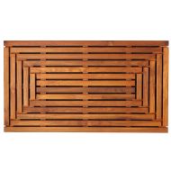 Bare Decor Giza Shower, Spa, Door Mat in Solid Teak Wood and Oiled Finish 35.5 x 19.75