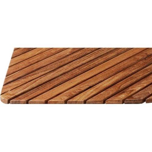  Bare Decor 30 by 30-Inch Erika Corner Shower Spa Mat in Solid Teak Wood and Oiled Finish, X-Large