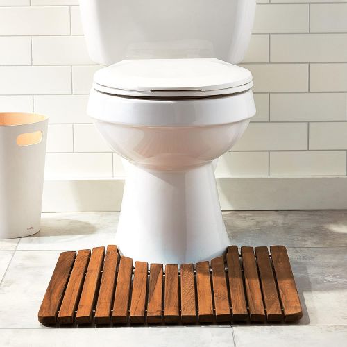  Bare Decor Peter Toilet Mat, 20x18, Solid Teak Wood