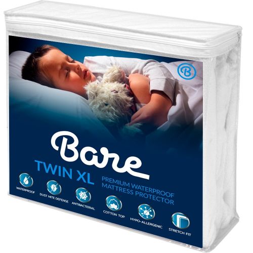  Bare Home Twin XL Size Premium Mattress Protector - 100% Waterproof - Vinyl Free Hypoallergenic - 10 Year Warranty - (Twin XL, White)
