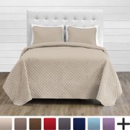 Premium Ultra-Soft Diamond Stitched Lightweight Coverlet Set by Bare Home