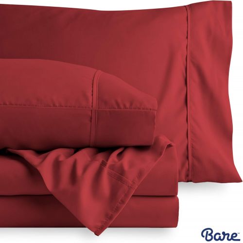  [아마존 핫딜]  [아마존핫딜]Bare Home Full Sheet Set - 1800 Ultra-Soft Microfiber Bed Sheets - Double Brushed Breathable Bedding - Hypoallergenic  Wrinkle Resistant - Deep Pocket (Full, Red)