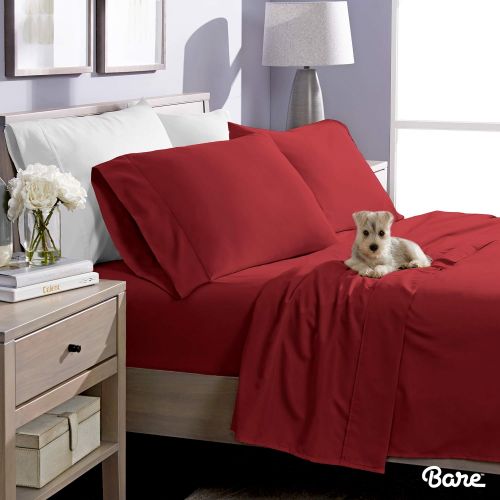  [아마존 핫딜]  [아마존핫딜]Bare Home Full Sheet Set - 1800 Ultra-Soft Microfiber Bed Sheets - Double Brushed Breathable Bedding - Hypoallergenic  Wrinkle Resistant - Deep Pocket (Full, Red)