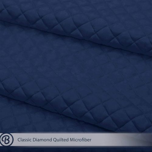  [아마존 핫딜]  [아마존핫딜]Bare Home Premium Diamond Stitched 3 Piece Coverlet Set - Ultra-Soft Luxurious Lightweight All Season Bedspread (Full/Queen, Dark Blue)