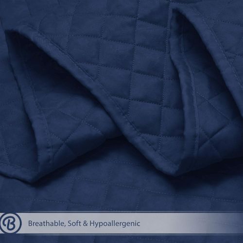  [아마존 핫딜]  [아마존핫딜]Bare Home Premium Diamond Stitched 3 Piece Coverlet Set - Ultra-Soft Luxurious Lightweight All Season Bedspread (Full/Queen, Dark Blue)