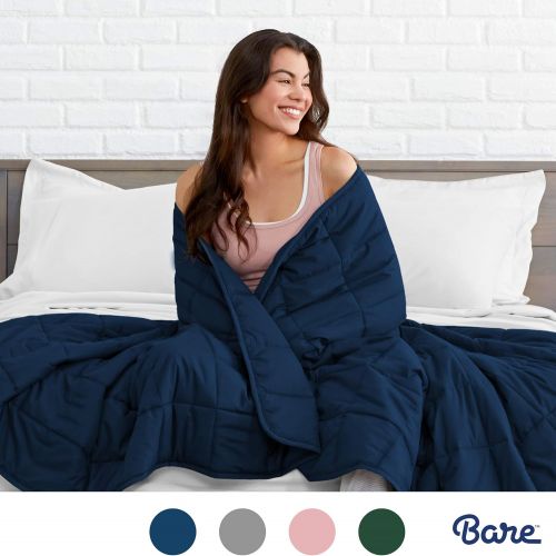  [아마존 핫딜]  [아마존핫딜]Bare Home Weighted Blanket17lb - Standard Size for Kids or Adult - All-Natural 100% Cotton - Heavy Blanket Nontoxic Glass Beads (Dark Blue, 60x80)