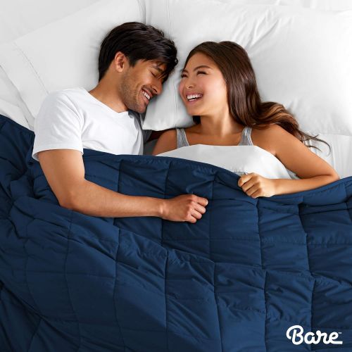  [아마존 핫딜]  [아마존핫딜]Bare Home Weighted Blanket17lb - Standard Size for Kids or Adult - All-Natural 100% Cotton - Heavy Blanket Nontoxic Glass Beads (Dark Blue, 60x80)