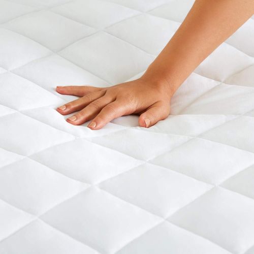  [아마존 핫딜] [아마존핫딜]Bare Home Quilted Fitted Mattress Pad - Cooling Mattress Topper - Hypoallergenic Down Alternative Fiberfill - Stretch-to-Fit (Queen)