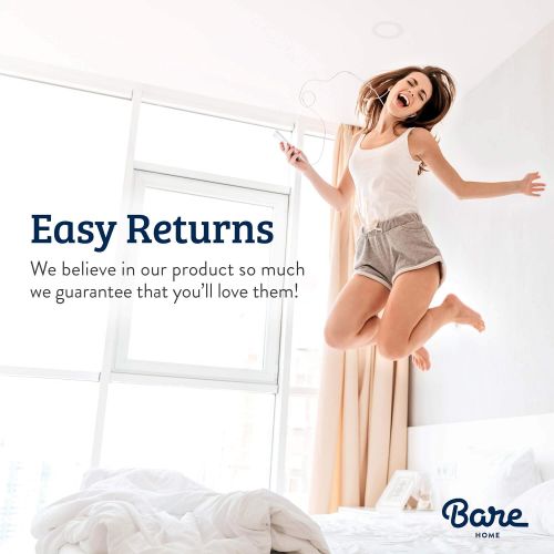  [아마존 핫딜] [아마존핫딜]Bare Home Quilted Fitted Mattress Pad - Cooling Mattress Topper - Hypoallergenic Down Alternative Fiberfill - Stretch-to-Fit (Queen)