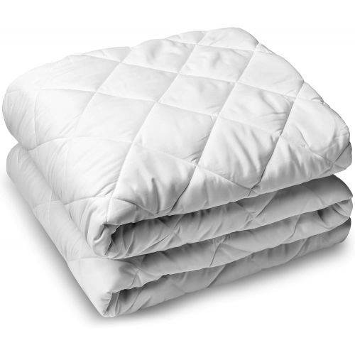  [아마존 핫딜] [아마존핫딜]Bare Home Quilted Fitted Mattress Pad - Cooling Mattress Topper - Hypoallergenic Down Alternative Fiberfill - Stretch-to-Fit (Queen)