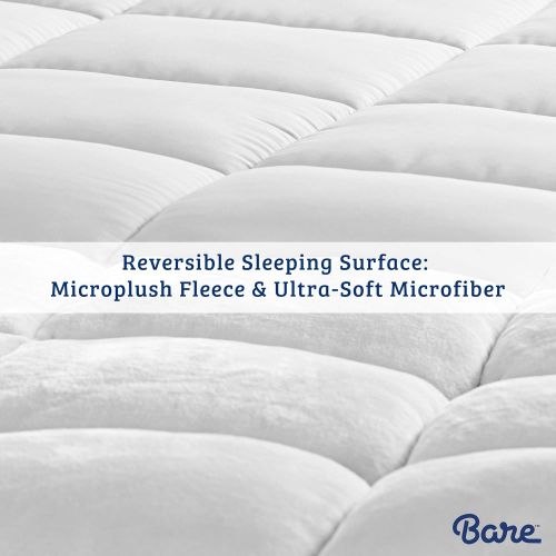  [아마존 핫딜] Bare Home Pillow-Top Full Mattress Pad - Premium Goose Down Alternative - Overfilled Microplush Reversible Top - Super-Soft Hypoallergenic Mattress Topper (Full)