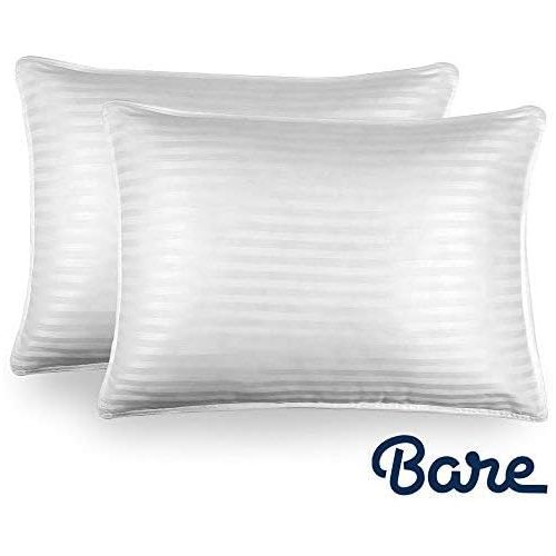  Bare Home Luxury Plush Down Alternative Pillows - Fiber Fill - Hypoallergenic  Striped & Soft 100% Cotton Cover - King, 20 x 36  4-Pack