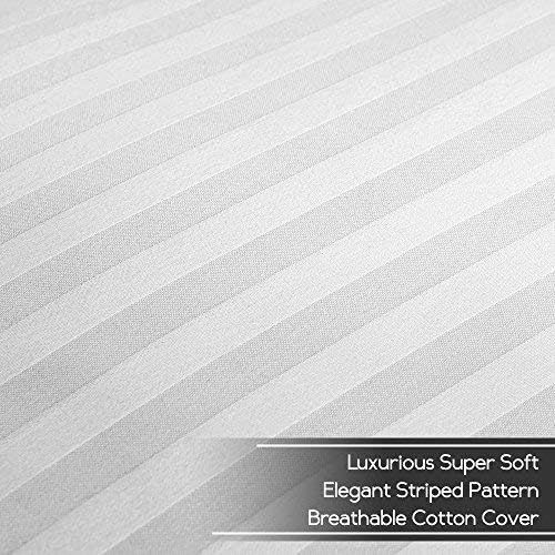  Bare Home Luxury Plush Down Alternative Pillows - Fiber Fill - Hypoallergenic  Striped & Soft 100% Cotton Cover - King, 20 x 36  4-Pack