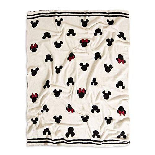  Barefoot Dreams CozyChic Classic Disney Logo Throw, Blanket, Cream-45” x 60”