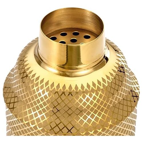  Barfly 3-Piece Diamond Lattice Etch Japanese Cocktail Shaker Set (24 Oz/700ml), Gold Plated