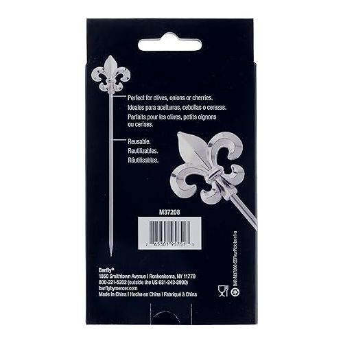  Barfly Fleur De Lis Picks, Set of 12, Stainless Steel