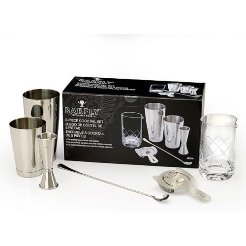  Barfly Essential Deluxe Mixing Cocktail Kit, Stainless Steel (M37131)