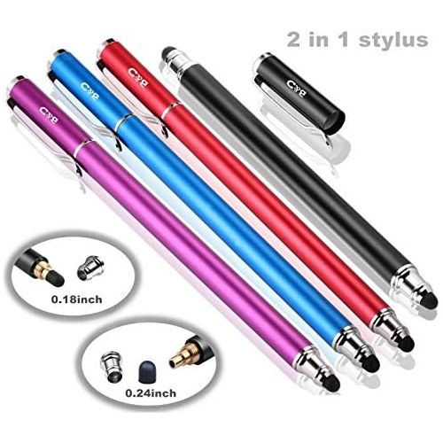  [아마존베스트]Bargains Depot Capacitive Stylus/Styli 2-in-1 Universal Touch Screen Pen for All Touch Screen Tablets & Cell Phones with 20 Extra Replaceable Soft Rubber Tips (Pack of 4)