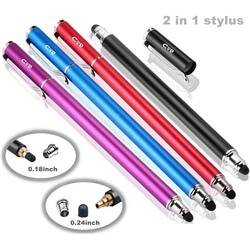  [아마존베스트]Bargains Depot Capacitive Stylus/Styli 2-in-1 Universal Touch Screen Pen for All Touch Screen Tablets & Cell Phones with 20 Extra Replaceable Soft Rubber Tips (Pack of 4)