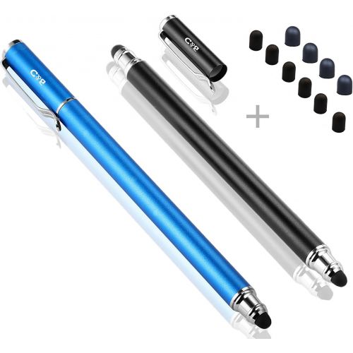  [아마존베스트]Bargains Depot (2 Pcs) [New Upgraded][0.18-inch Small Tip Series] 2-in-1 Stylus/Styli 5.5-inch L with 10 Replacement Rubber Tips -Black/Blue