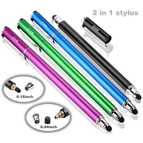  [아마존베스트]Bargains Depot Capacitive Stylus/Styli 2-in-1 Universal Touch Screen Pen for All Touch Screen Tablets/Cell Phones with 20 Extra Replaceable Soft Rubber Tips (4 Pieces, Black/Blue/P