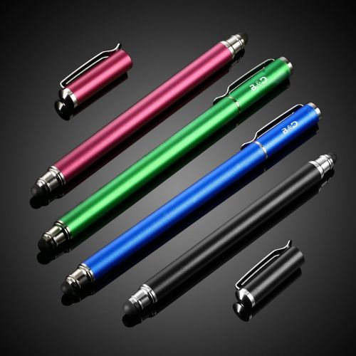  [아마존베스트]Bargains Depot Capacitive Stylus/Styli 2-in-1 Universal Touch Screen Pen for All Touch Screen Tablets/Cell Phones with 20 Extra Replaceable Soft Rubber Tips (4 Pieces, Black/Blue/P