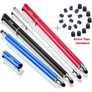 [아마존베스트]Bargains Depot Capacitive Stylus/Styli 2-in-1 Universal Stylus Pens for All Touch Screen Tablets/Cell Phones with 20 Extra Replaceable Soft Rubber Tips (4 pieces, Black/Red/Silver/