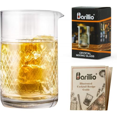  [아마존베스트]Barillio 20 Oz Crystal Cocktail Mixing Glass Set | Seamless Mixing Pitcher for Stirred Cocktail with Weighted Bottom | Old Fashioned Kit for Bartenders