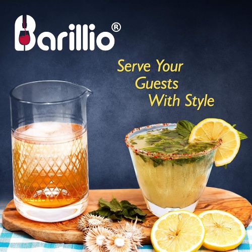  [아마존베스트]Barillio 20 Oz Crystal Cocktail Mixing Glass Set | Seamless Mixing Pitcher for Stirred Cocktail with Weighted Bottom | Old Fashioned Kit for Bartenders