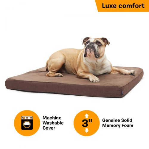  BarkBox Orthopedic Ultra Plush Pressure-Relief Memory Foam Dog Bed or Crate Mat Small-XL, 4 Colors | Removable Washable Cover, Squeaker Toy as Gift. Helps with Hip Dysplasia or Art