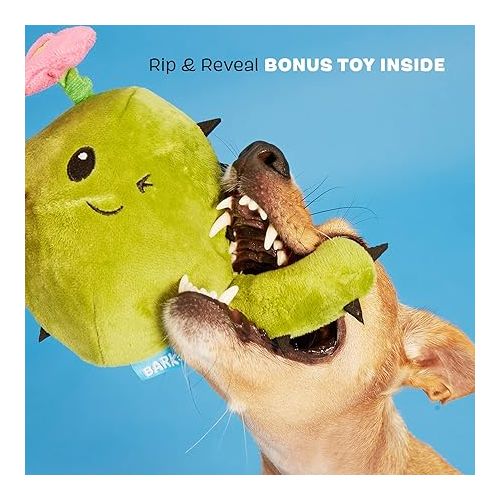  Barkbox 2 in 1 Interactive Plush Dog Toy - Rip and Reveal Dog Toy for Large Dogs - Stimulating Squeaky Pet Enrichment and Puppy Toys | Consuela The Cactus (Large)