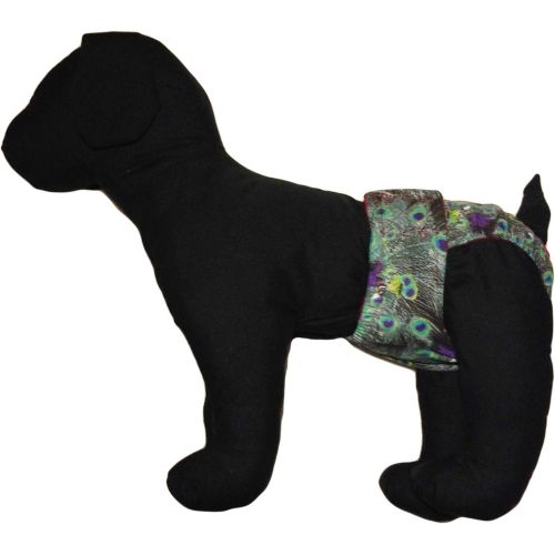  Barkerwear Dog Diapers - Made in USA - Peacock Washable Dog Diaper for Incontinence, Housetraining and Dogs in Heat