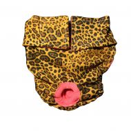 Barkerwear Dog Diapers - Made in USA - Yellow Leopard Washable Dog Diaper for Incontinence, Housetraining and Dogs in Heat