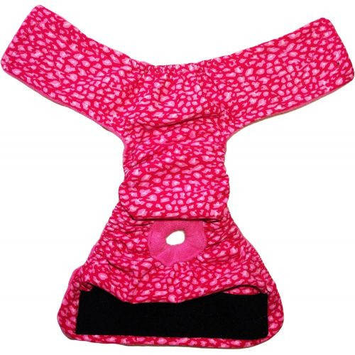  Barkerwear Dog Diapers - Made in USA - Pink Leopard Water-Resistant Washable Diaper for Incontinence, Housetraining and Dogs in Heat