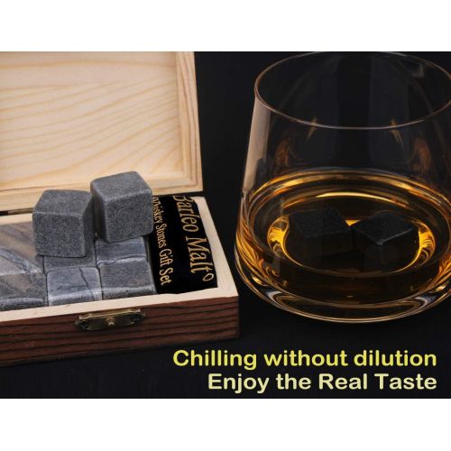  [아마존베스트]Whiskey Stones Gift Set Pack of 9 Whiskey Rocks in Engraved Wooden Gift Box, Christmas Gifts for Dad/Whisky/Bourbon Drinker, Men/Women Birthday Present, Father Day Gift - Barleo Ma