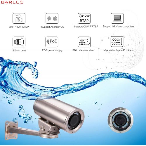  Barlus Underwater Camera 304 Stainless Steel IP68 1080P 2MP POE IP Camera 5 Meters Length Special Line Lens 3.6MM