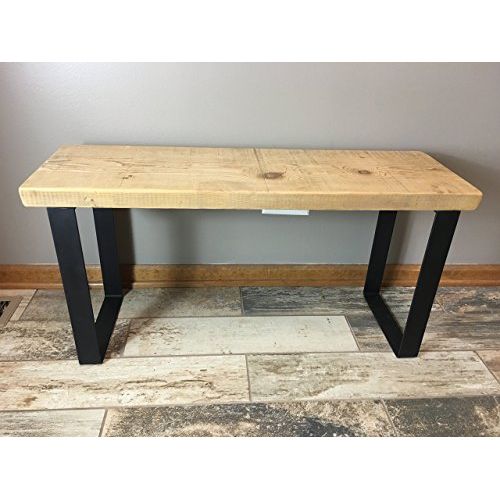  Barn XO Reclaimed Urban Wood Bench Made From Salvaged Barn Wood - Flat Steel Legs - Natural Finish | FREE SHIPPING