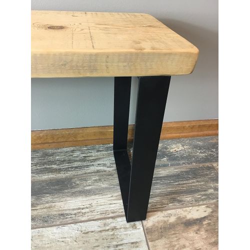  Barn XO Reclaimed Urban Wood Bench Made From Salvaged Barn Wood - Flat Steel Legs - Natural Finish | FREE SHIPPING