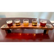 /BarnWorksDesigns Beer Flight Tray Made From Reclaimed Whiskey Barrel Stave ~ 5 Glass