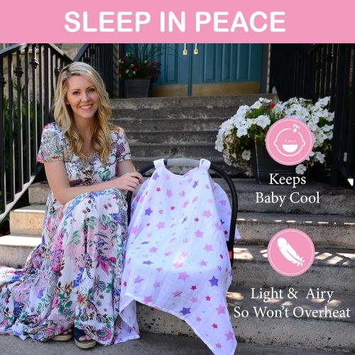  Barnaby Belle Protect Your Baby! Multi-use Breathable Muslin Baby car seat Cover and Canopy for Infant Carriers