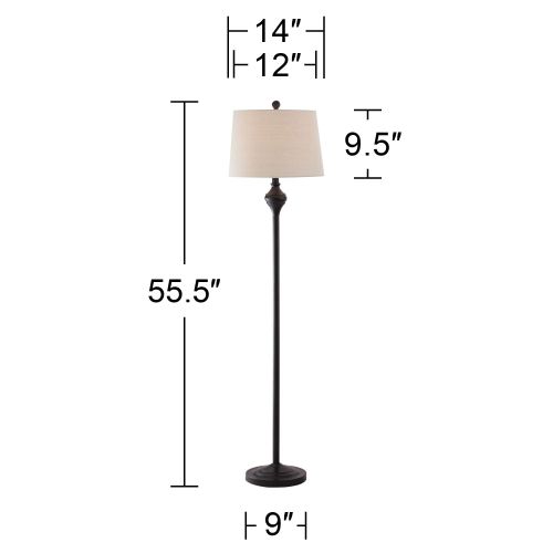  Barnes and Ivy Traditional Table Floor Lamps Set of 3 Dark Bronze White Tapered Drum Shade for Living Room Family Bedroom Bedside