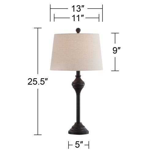  Barnes and Ivy Traditional Table Floor Lamps Set of 3 Dark Bronze White Tapered Drum Shade for Living Room Family Bedroom Bedside