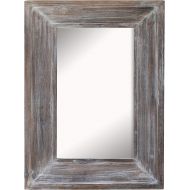 Barnyard Designs Decorative Distressed Wood Frame Wall Mirror, Large Rustic Farmhouse Mirror Decor, Vertical or Horizontal Hanging, for Bathroom Vanity, Living Room or Bedroom, 36