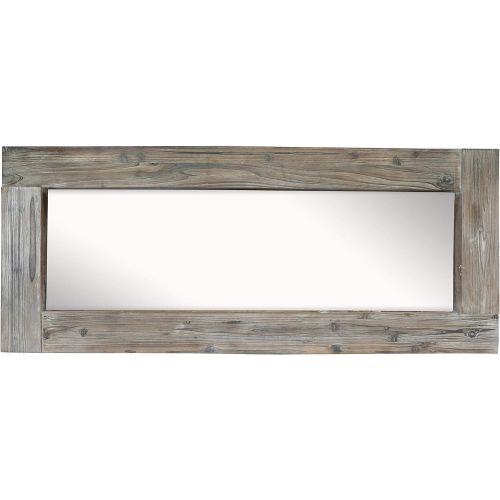  Barnyard Designs Long Decorative Wall Mirror, Rustic Distressed Unfinished Wood Frame, Vertical and Horizontal Hanging Mirror Wall Decor 58 x 24