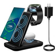 Wireless Charger for Samsung, 3 in 1 Fast Charging Station for Samsung Galaxy S23/S22/S21/S20/S10/Note 20/10, Wireless Charging Stand for Galaxy Watch5/Pro/4/Active 2/1, Buds/Buds+/Pro/Live/Buds2