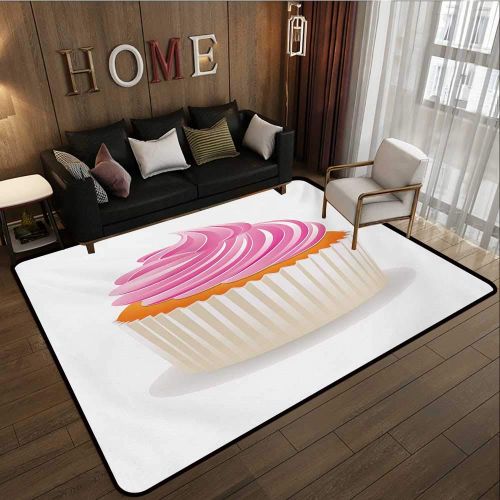  BarronTextile Indoor Floor mat,Illustration of a Pink Cupcake Celebration Delicious Dessert Baking 66x8,Can be Used for Floor Decoration