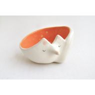 Barruntando Ceramic Fox Bowl with Orange Engobe and Sgraffito of Polka Dots Inside. Made To Order